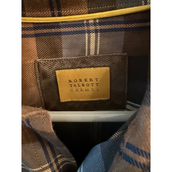 Robert Talbott Carmel Brown Plaid Button Down Sz L - Picture 2 of 10